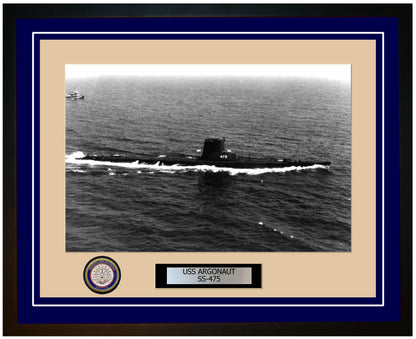 USS Argonaut SS-475 Framed Navy Ship Photo Blue