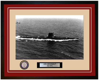 USS Argonaut SS-475 Framed Navy Ship Photo Burgundy