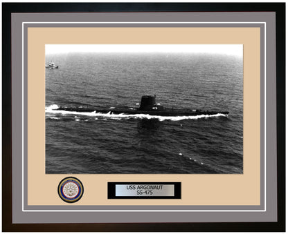 USS Argonaut SS-475 Framed Navy Ship Photo Grey