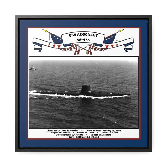 USS Argonaut SS-475 Navy Floating Frame Photo Front View