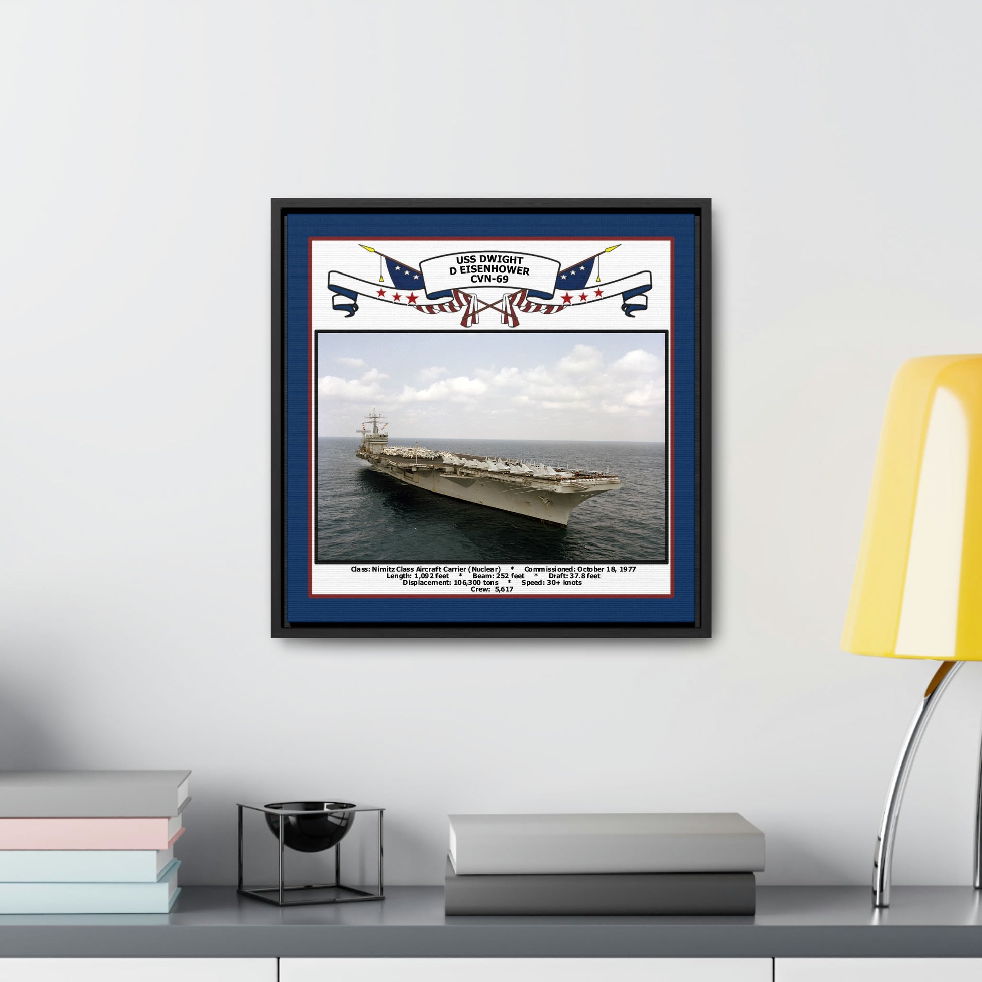 USS Dwight D Eisenhower CVN-69 Navy Floating Frame Photo Desk View