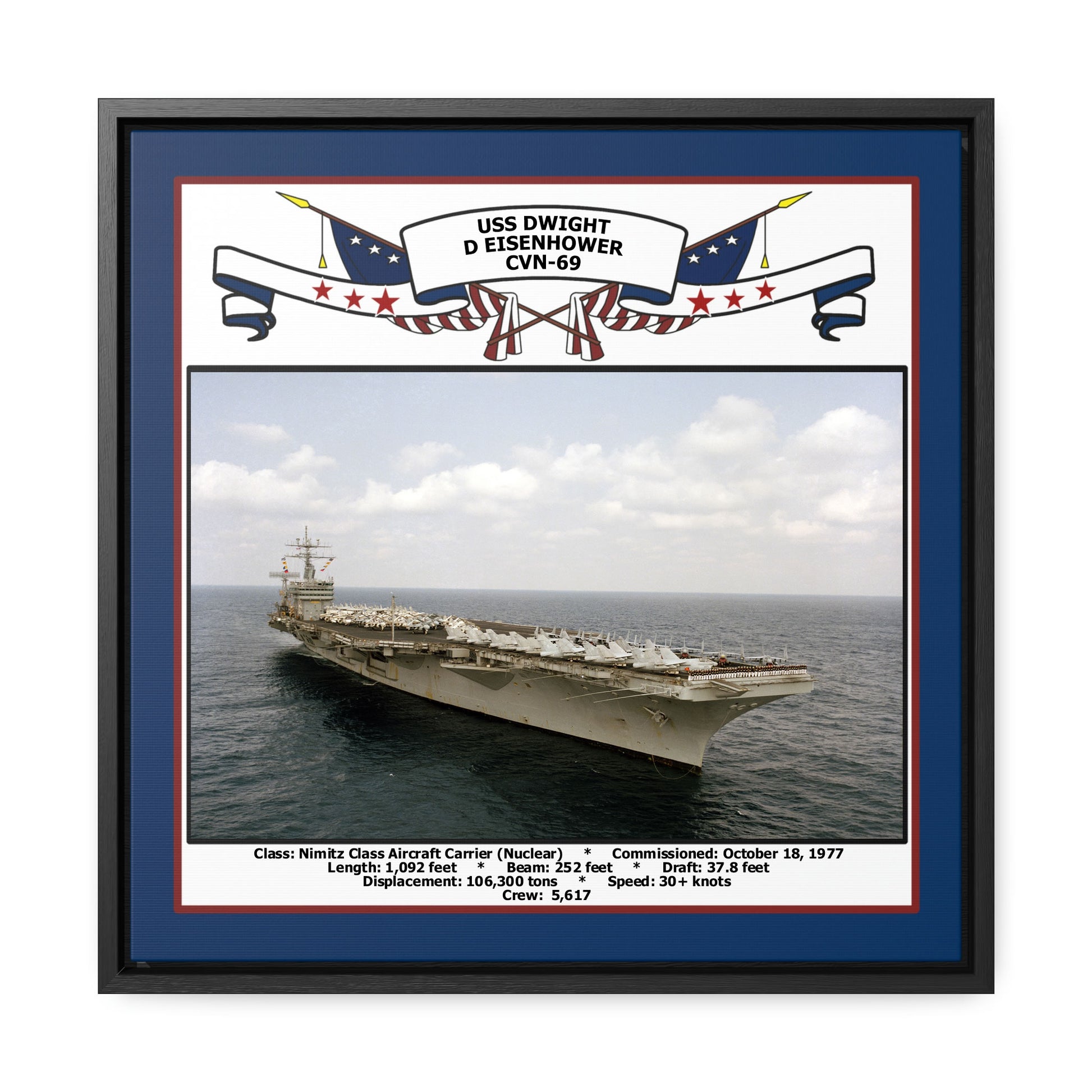 USS Dwight D Eisenhower CVN-69 Navy Floating Frame Photo Front View