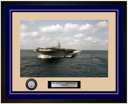 USS DWIGHT D EISENHOWER CVN-69 Framed Navy Ship Photo Blue