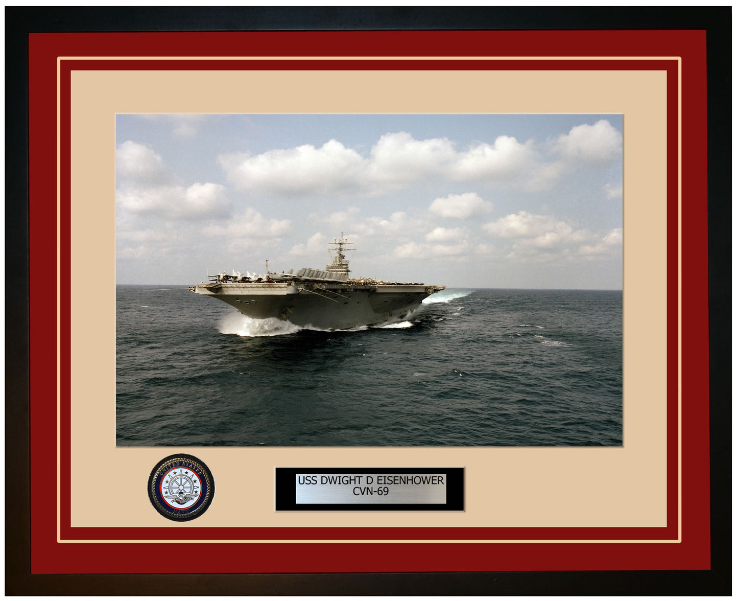 USS DWIGHT D EISENHOWER CVN-69 Framed Navy Ship Photo Burgundy