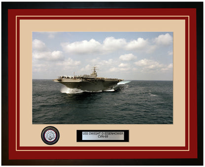 USS DWIGHT D EISENHOWER CVN-69 Framed Navy Ship Photo Burgundy
