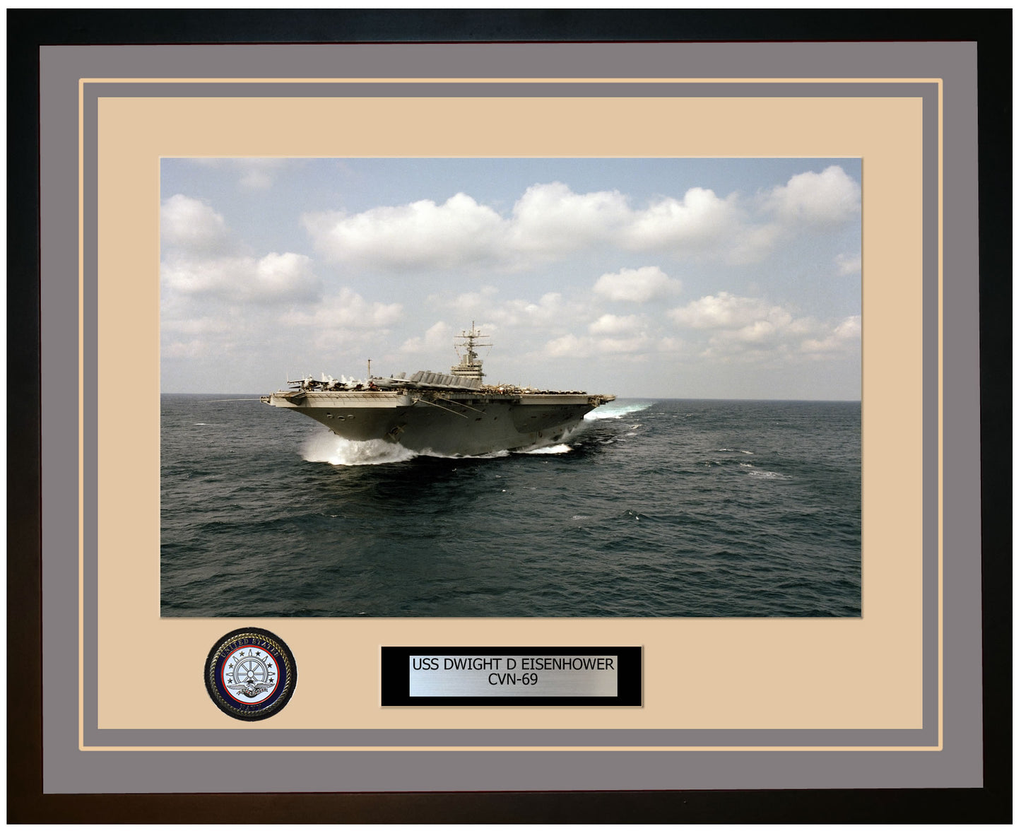 USS DWIGHT D EISENHOWER CVN-69 Framed Navy Ship Photo Grey