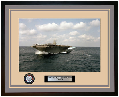 USS DWIGHT D EISENHOWER CVN-69 Framed Navy Ship Photo Grey