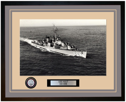 USS AULT DD-698 Framed Navy Ship Photo Grey