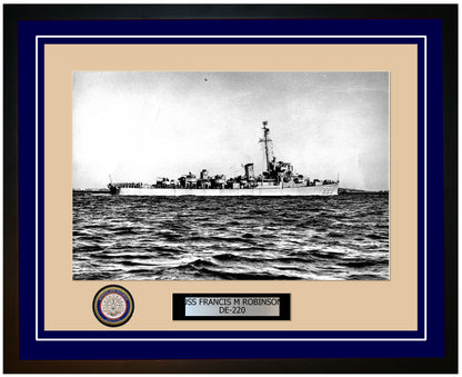 USS Francis M Robinson DE-220 Framed Navy Ship Photo Blue
