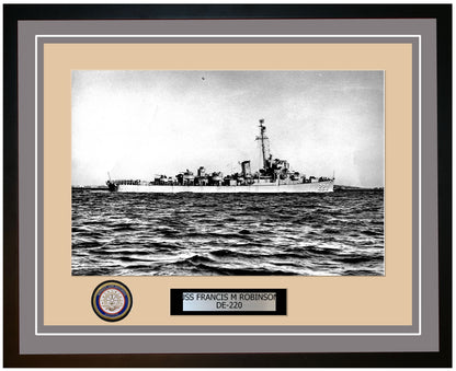 USS Francis M Robinson DE-220 Framed Navy Ship Photo Grey