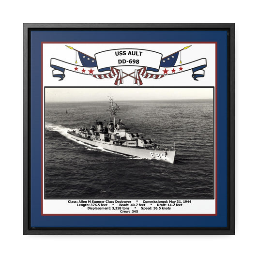 USS Ault DD-698 Navy Floating Frame Photo Front View