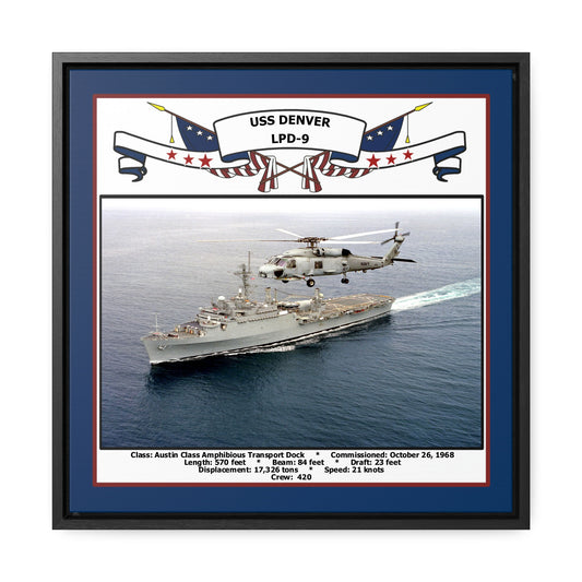 USS Denver LPD-9 Navy Floating Frame Photo Front View