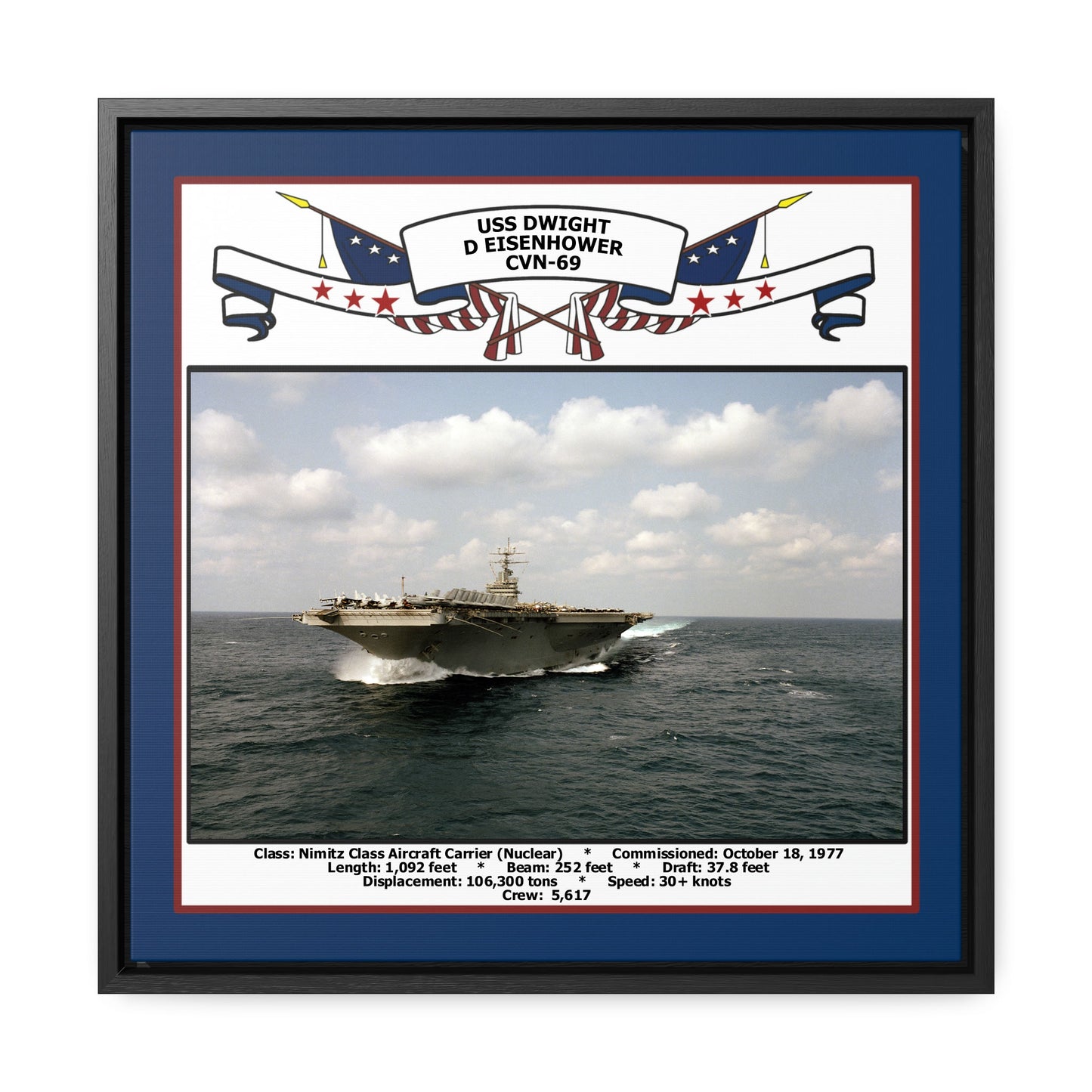 USS Dwight D Eisenhower CVN-69 Navy Floating Frame Photo Front View