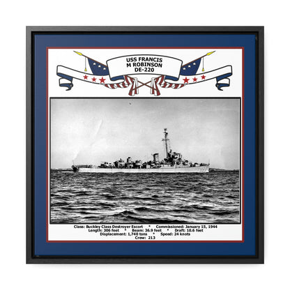 USS Francis M Robinson DE-220 Navy Floating Frame Photo Front View