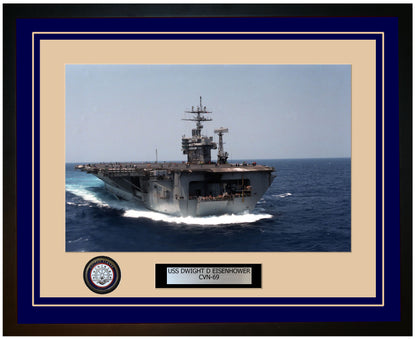 USS DWIGHT D EISENHOWER CVN-69 Framed Navy Ship Photo Blue