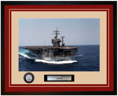 USS DWIGHT D EISENHOWER CVN-69 Framed Navy Ship Photo Burgundy