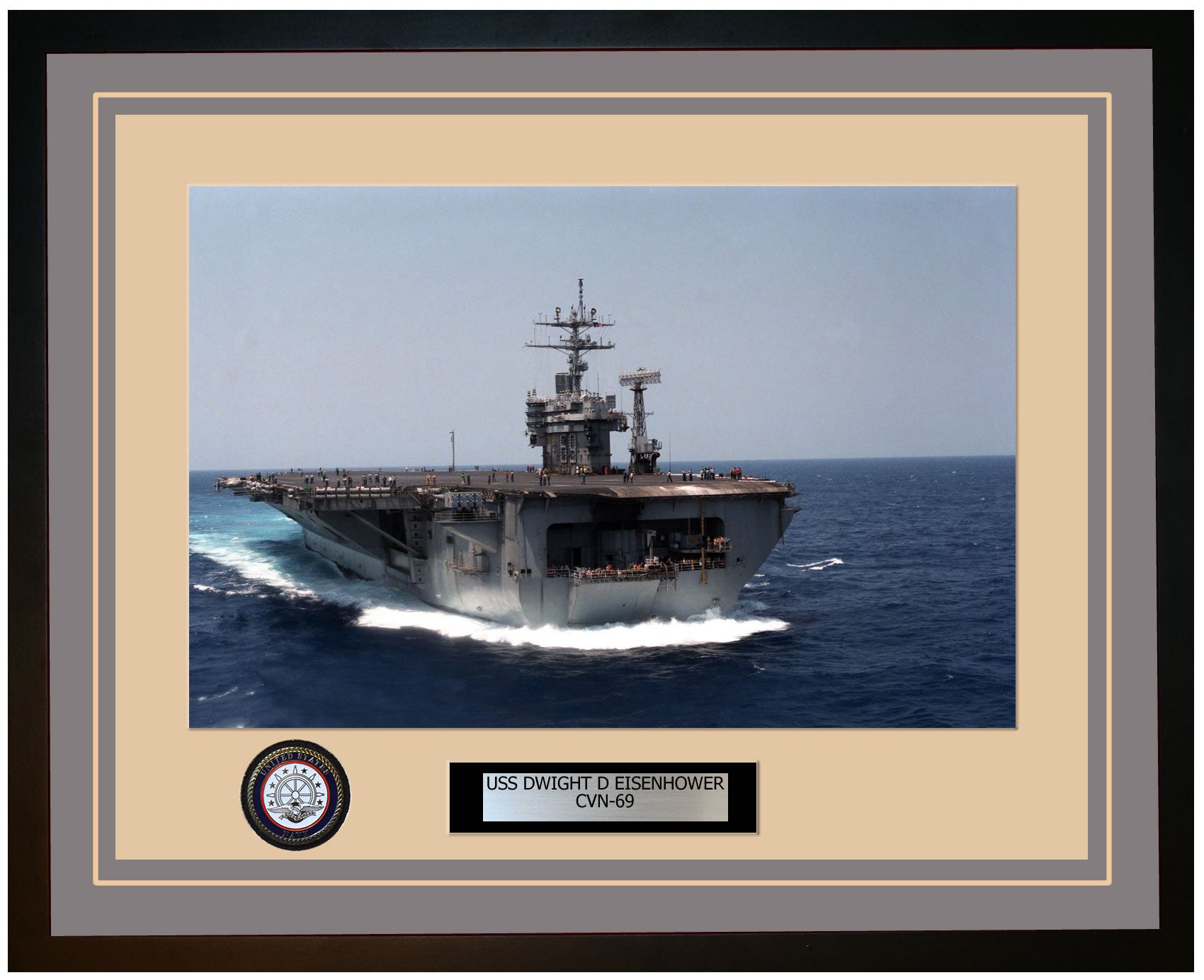 USS DWIGHT D EISENHOWER CVN-69 Framed Navy Ship Photo Grey