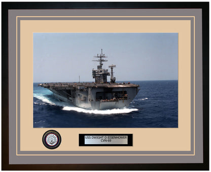 USS DWIGHT D EISENHOWER CVN-69 Framed Navy Ship Photo Grey