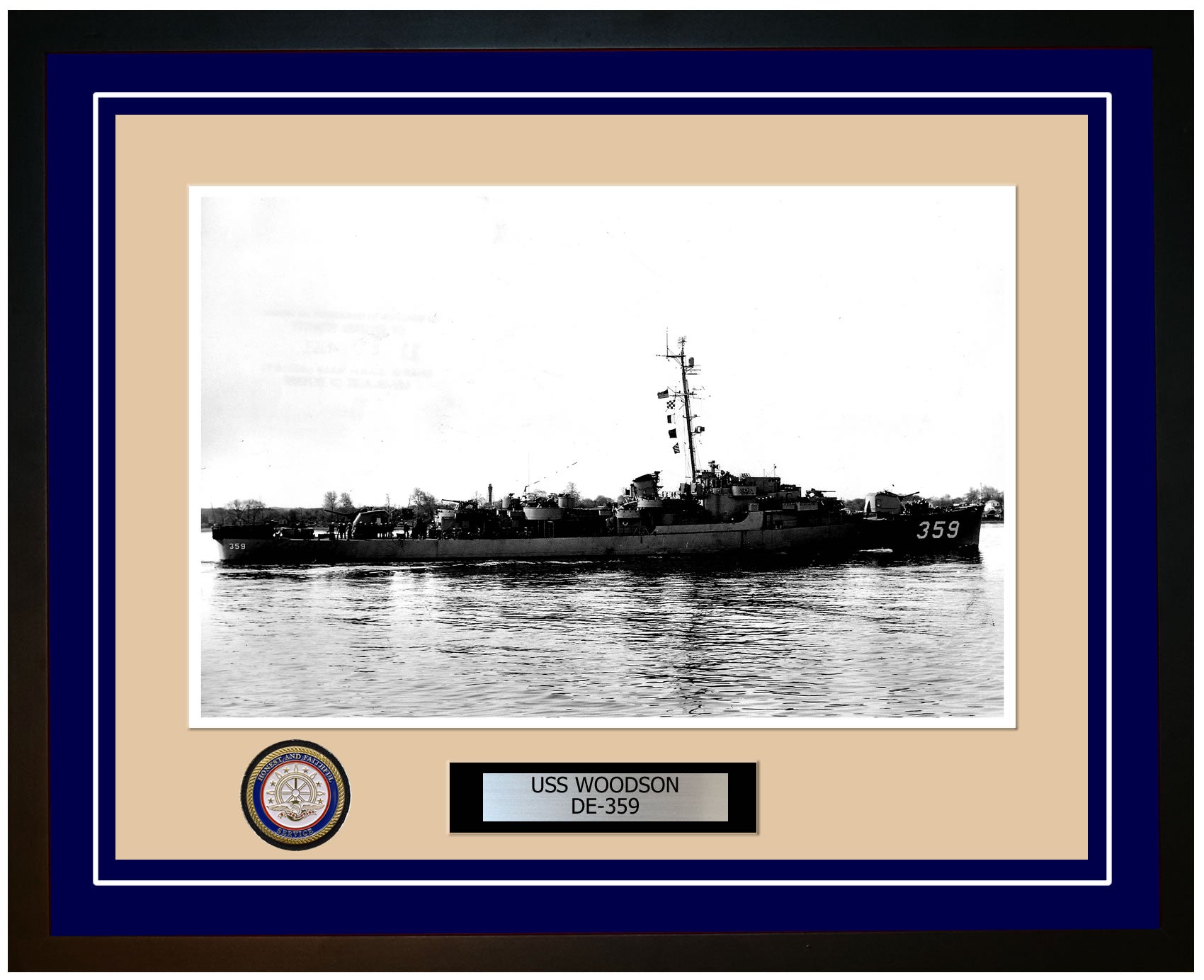 USS Woodson DE-359 Framed Navy Ship Photo Blue