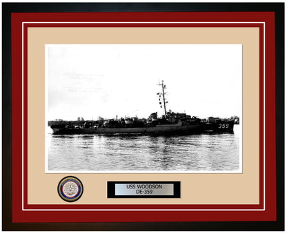 USS Woodson DE-359 Framed Navy Ship Photo Burgundy