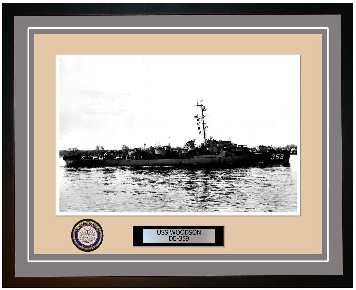 USS Woodson DE-359 Framed Navy Ship Photo Grey