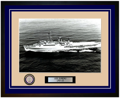 USS Juneau LPD-10 Framed Navy Ship Photo Blue
