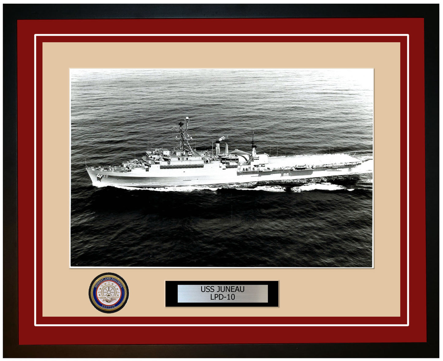 USS Juneau LPD-10 Framed Navy Ship Photo Burgundy