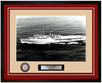 USS Juneau LPD-10 Framed Navy Ship Photo Burgundy