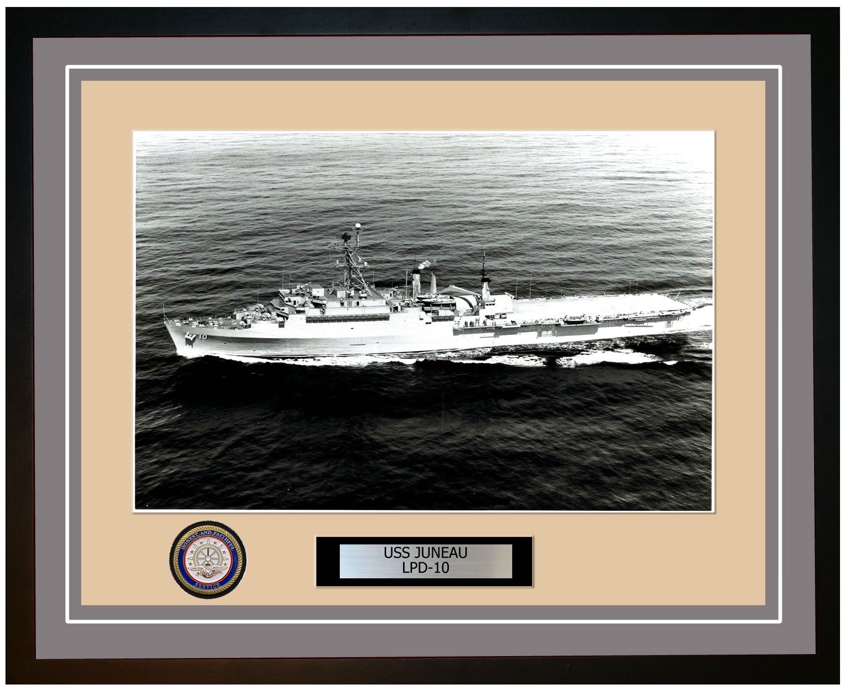 USS Juneau LPD-10 Framed Navy Ship Photo Grey