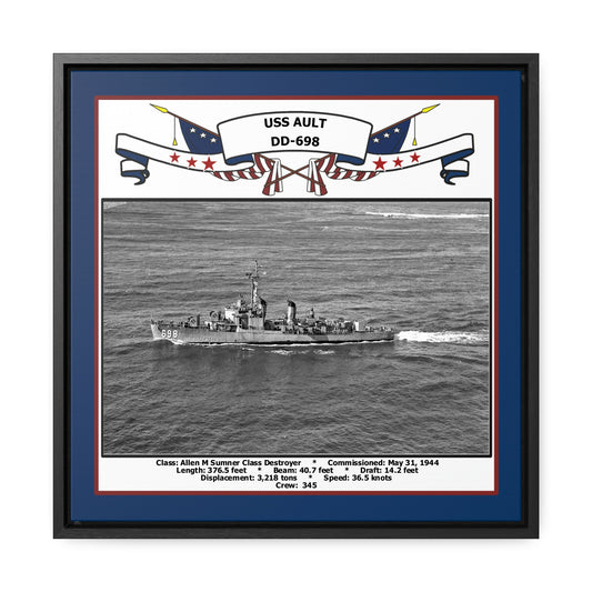 USS Ault DD-698 Navy Floating Frame Photo Front View