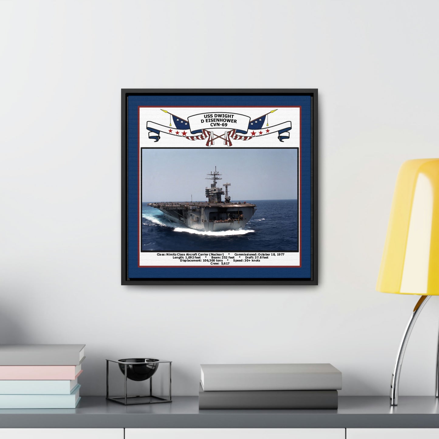 USS Dwight D Eisenhower CVN-69 Navy Floating Frame Photo Desk View