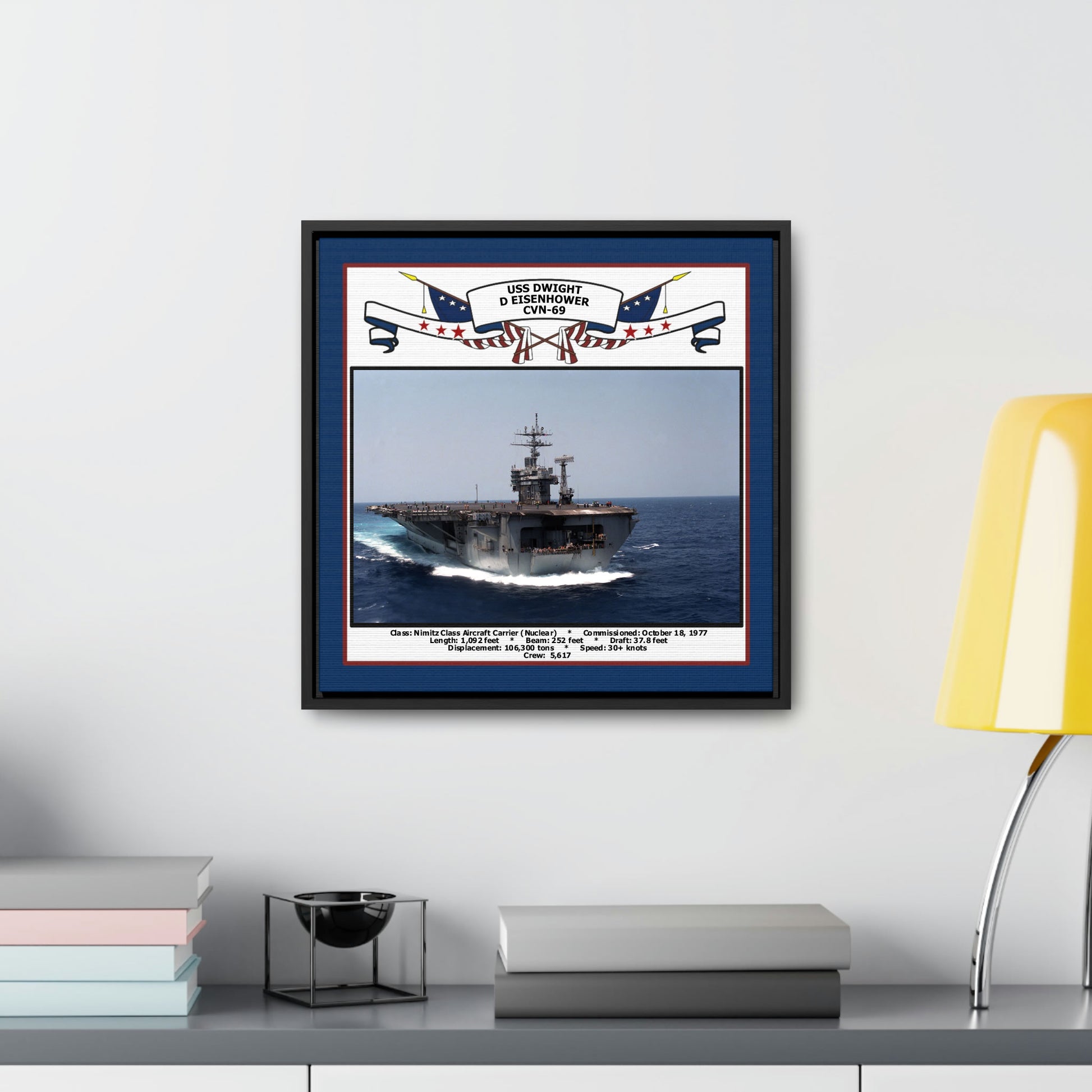 USS Dwight D Eisenhower CVN-69 Navy Floating Frame Photo Desk View