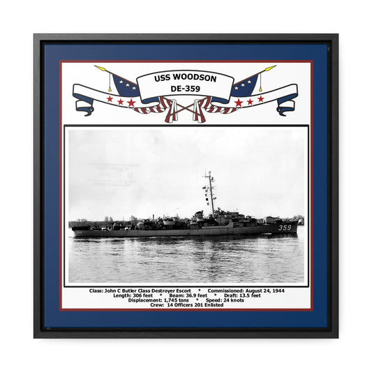 USS Woodson DE-359 Navy Floating Frame Photo Front View