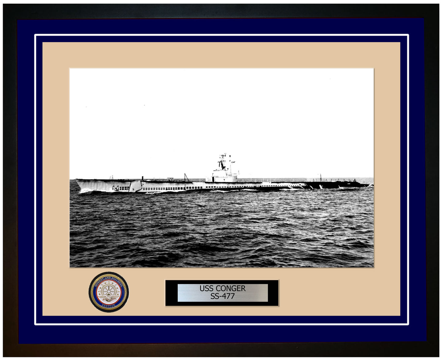USS Conger SS-477 Framed Navy Ship Photo Blue