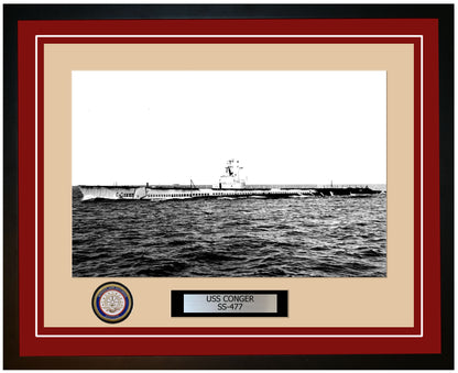 USS Conger SS-477 Framed Navy Ship Photo Burgundy