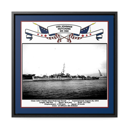 USS Johnnie Hutchins DE-360 Navy Floating Frame Photo Front View