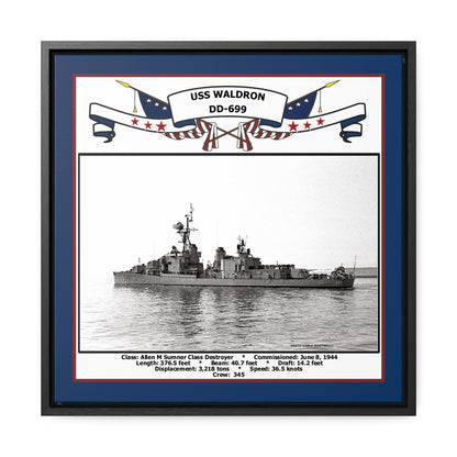 USS Waldron DD-699 Navy Floating Frame Photo Front View