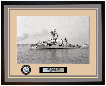USS WALDRON DD-699 Framed Navy Ship Photo Grey