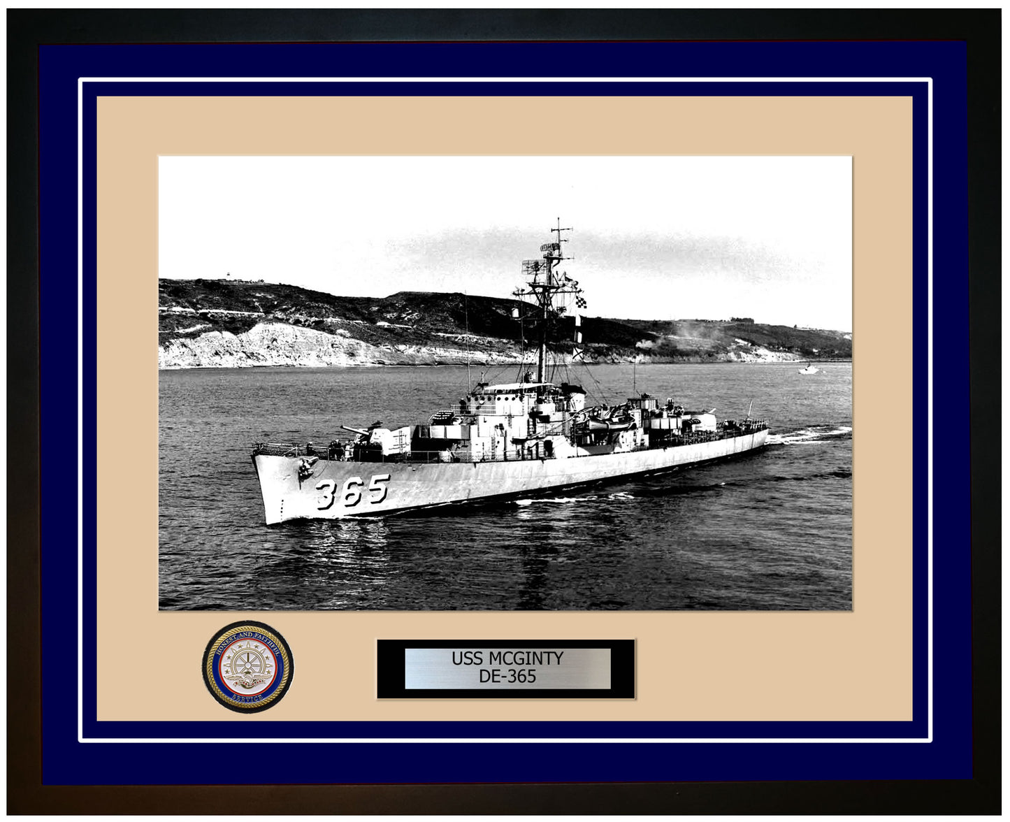 USS Mcginty DE-365 Framed Navy Ship Photo Blue