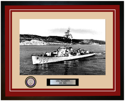 USS Mcginty DE-365 Framed Navy Ship Photo Burgundy