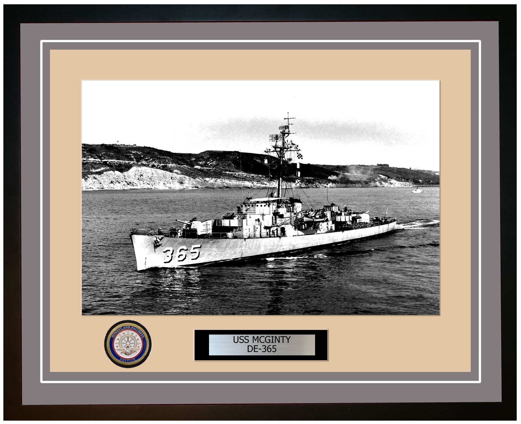 USS Mcginty DE-365 Framed Navy Ship Photo Grey
