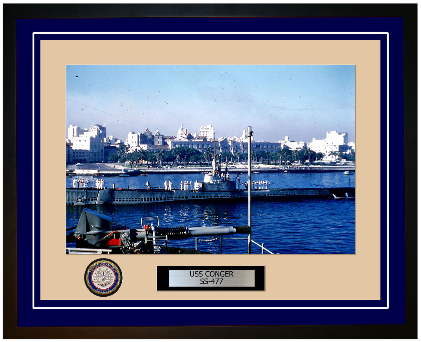 USS Conger SS-477 Framed Navy Ship Photo Blue