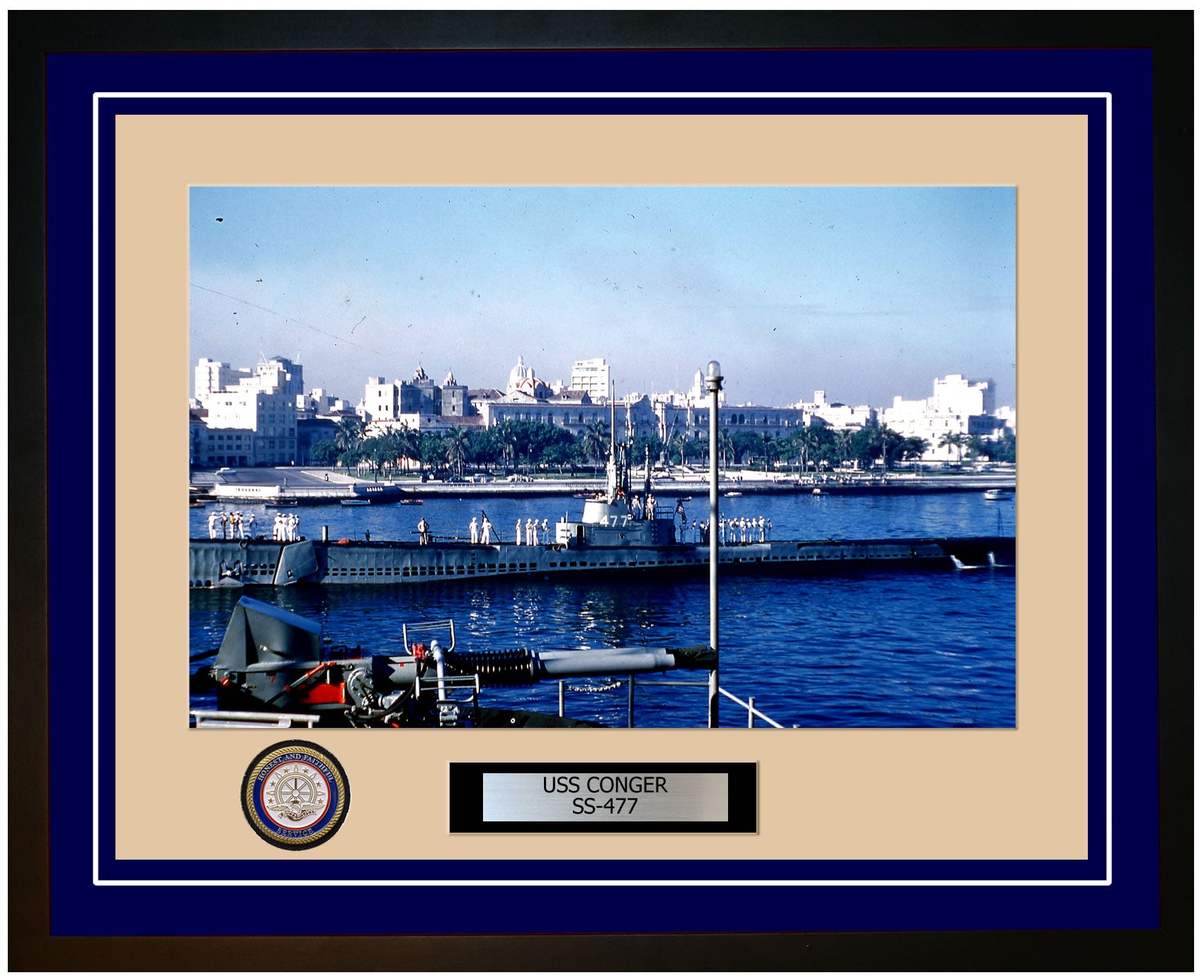 USS Conger SS-477 Framed Navy Ship Photo Blue