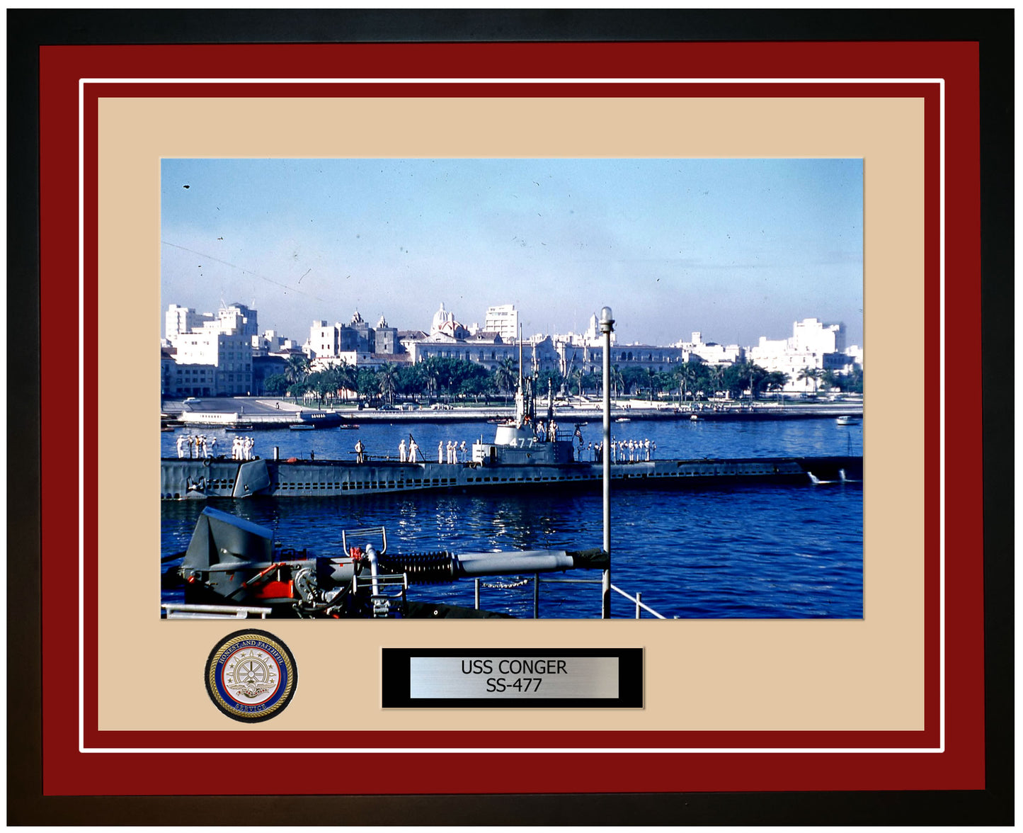 USS Conger SS-477 Framed Navy Ship Photo Burgundy