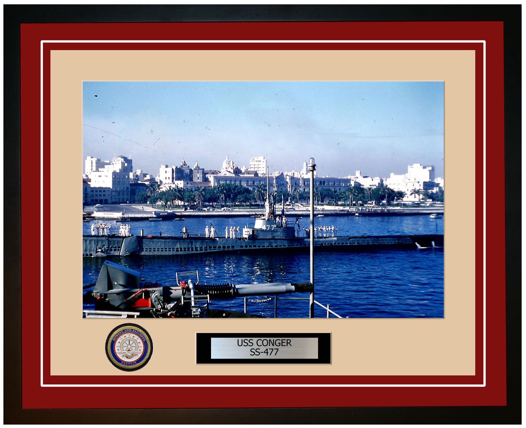 USS Conger SS-477 Framed Navy Ship Photo Burgundy