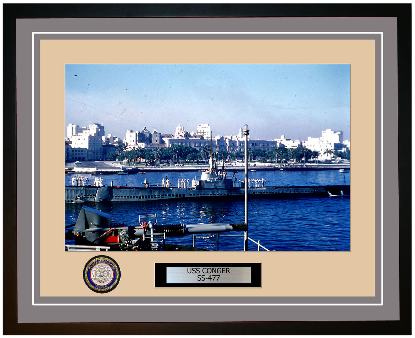 USS Conger SS-477 Framed Navy Ship Photo Grey