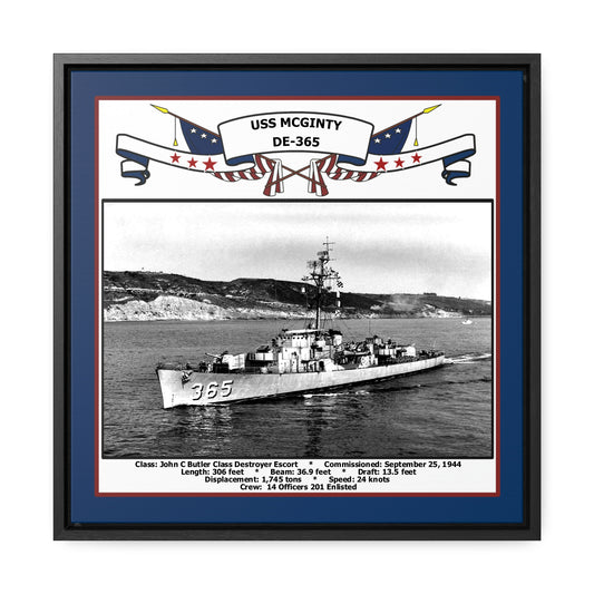 USS Mcginty DE-365 Navy Floating Frame Photo Front View