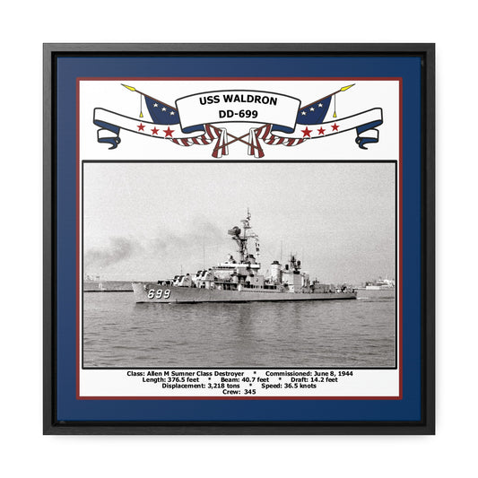 USS Waldron DD-699 Navy Floating Frame Photo Front View