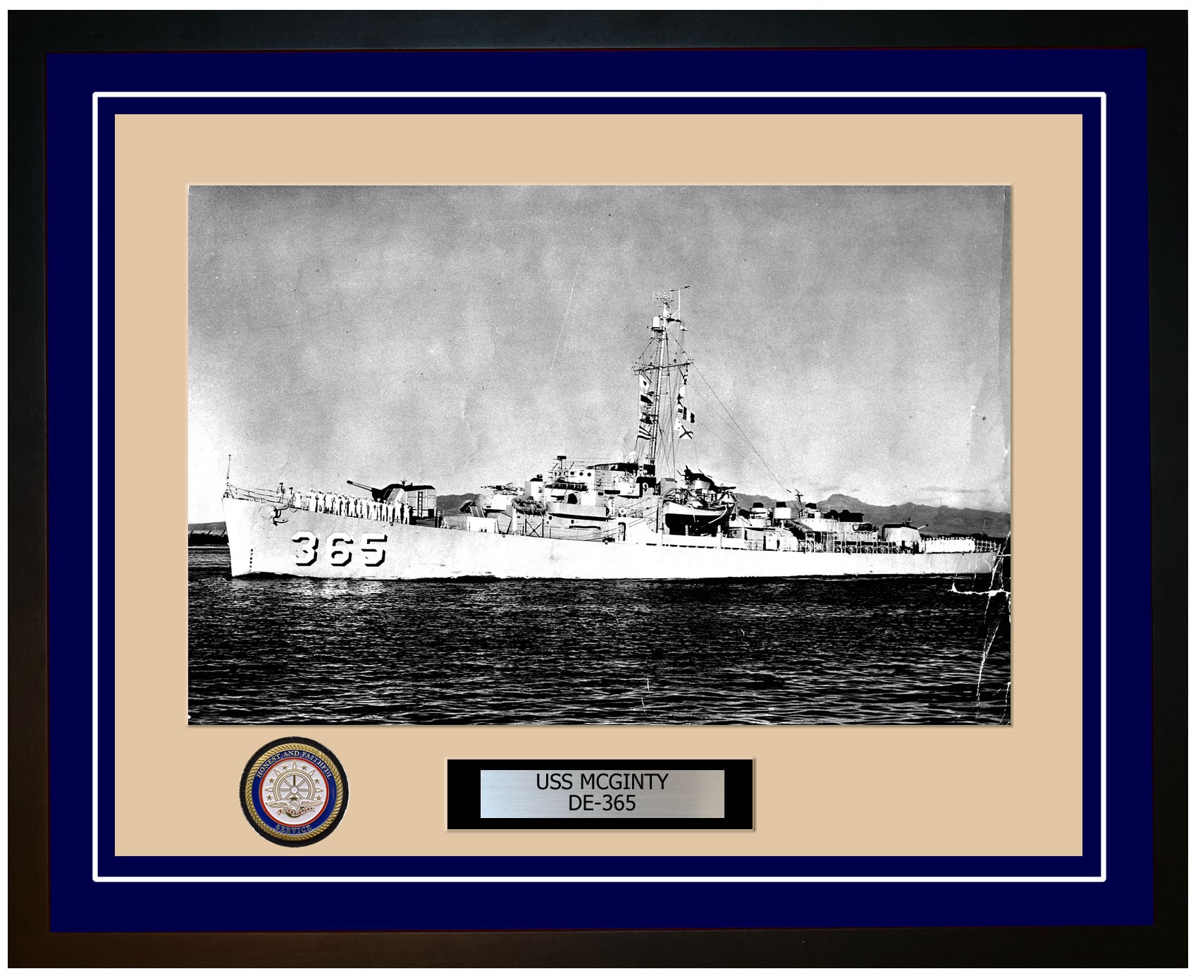 USS Mcginty DE-365 Framed Navy Ship Photo Blue