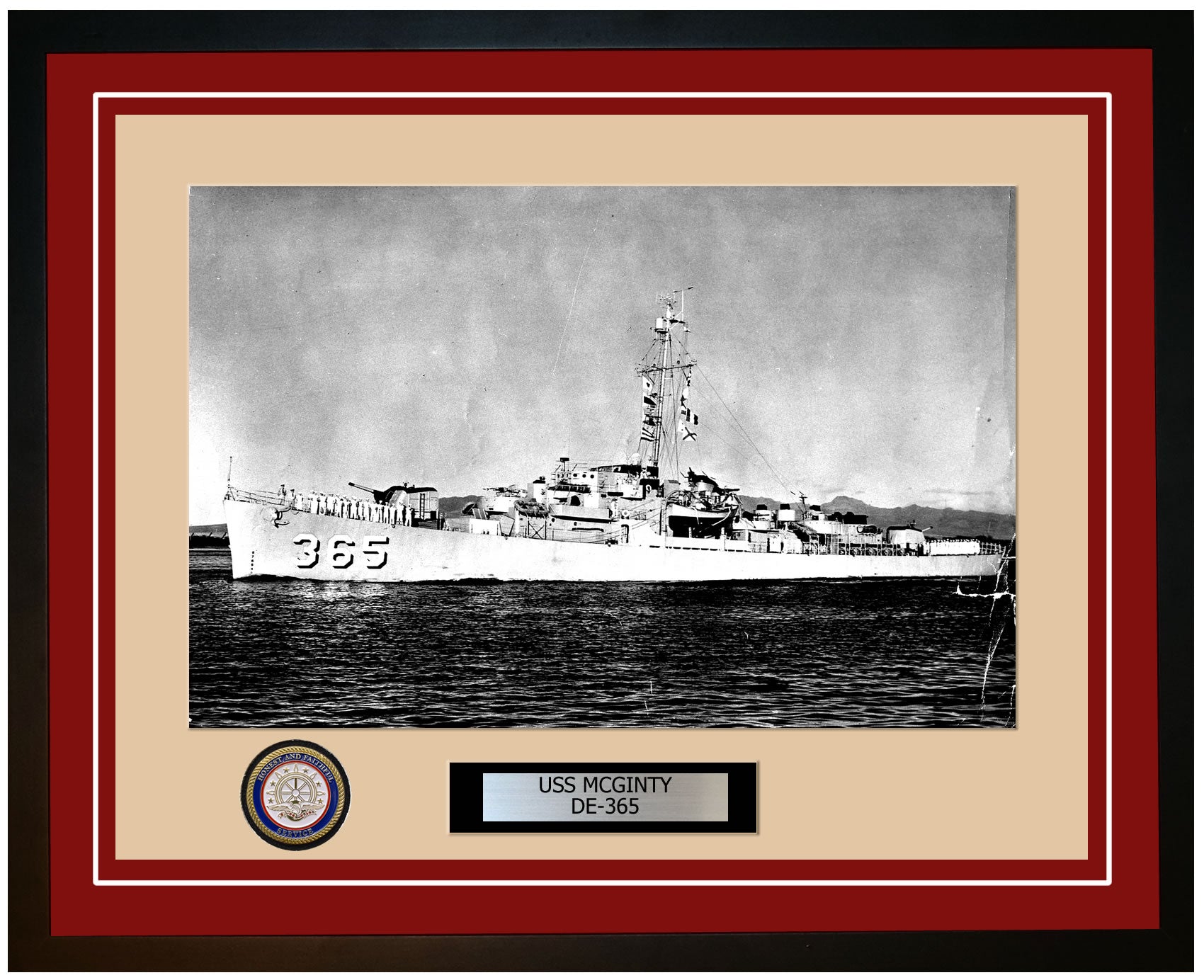 USS Mcginty DE-365 Framed Navy Ship Photo Burgundy